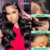 13x4 Body Wave Lace Front Wigs Human Hair 24 Inch 250 Density HD Lace Front Wigs Pre Plucked Brazilian Virgin Human Hair Wigs for Women Glueless Frontal Wigs Human Hair Natural Color Body Wave Wig view 2