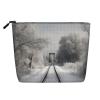 HJBNW Travel Makeup Bag for Women Large Capacity Cosmetic Bags Waterproof Portable Toiletry Bag Snowy Train Tracks Make Up Bags with Zipper Aesthetic Makeup Organizer for Ladies Gift view 1