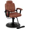 Baasha Premium Brown Reclining Salon Chair with Removable Headrest, All-Purpose Hydraulic Barber Chair, Soft PU Leather, 360 Swivel, 135 Recline, Heavy-Duty Steel Frame, 330 lbs Capacity view 1