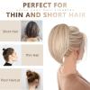 ZQIAN BEAUTY 10 Inch Short Ponytail Extension - Clip in Ponytail Hair Extensions, Straight Pony Tails Hair Extensions, Synthetic Claw Clip Ponytail Extension for Women (Color: Light Blonde) view 3