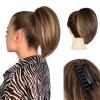 10 Inch Ponytail Extension - Straight Pony Tails Hair Extensions, Claw Clip Ponytail Extension, Synthetic Hair Extensions Ponytail, Clip in Ponytail (Color: Chestnut Brown With Golden Highlights) view 1