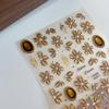 1 Sheet Brown Flower Nail Stickers Embossed Floral Nail Art Decals, 5D Self Adhesive Nail Decals Stickers for Women DIY Spring Manicure Decoration Supplies for Acrylic Nails view 2