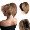10 Inch Short Ponytail Extension - Clip in Ponytail Hair Extensions, Straight Pony Tails Hair Extensions, Synthetic Claw Clip Ponytail Extension for Women (Color: Light Brown Mixed Blonde) view 1