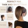10 Inch Short Ponytail Extension - Clip in Ponytail Hair Extensions, Straight Pony Tails Hair Extensions, Synthetic Claw Clip Ponytail Extension for Women (Color: Light Brown Mixed Blonde) view 3