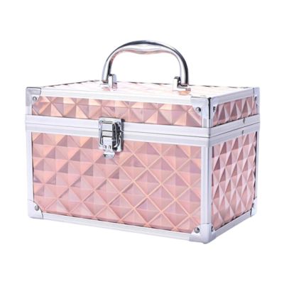 FashionCha Makeup Case Makeup Storage Box Vanity Case Sturdy Suitcase Nail Art Cosmetic Storage Box for Home Apartment Use, Pink B