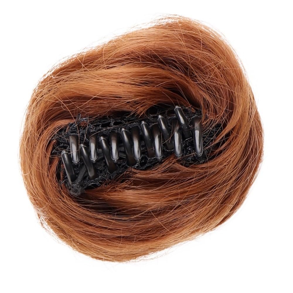 Bun, Mini Cat Ear Claw Clip for Messy Bun, Synthetic Hair Wig Accessory for Women(Brown yellow)