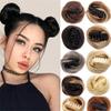 Bun, Mini Cat Ear Claw Clip for Messy Bun, Synthetic Hair Wig Accessory for Women(Brown yellow) view 2