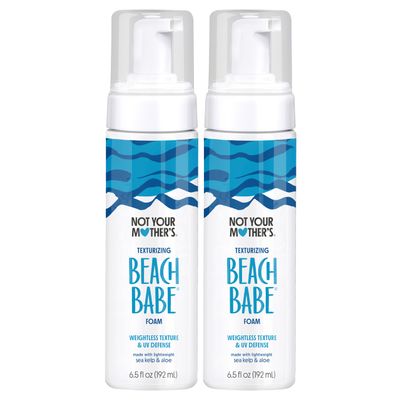 Not Your Mother's Beach Babe Texturizing Foam (2-Pack) - 6.5 fl oz Each - Crunch-Free Texture and Touchable Waves with UV Defense - Conditions & Hydrates for All Hair Types