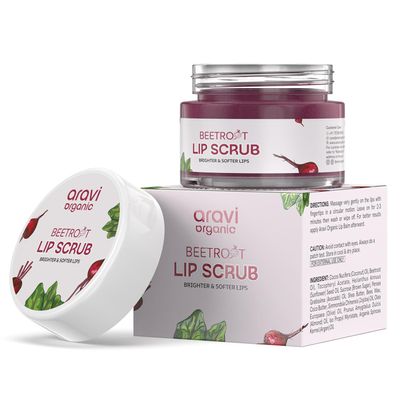 Ara.vi Org.anic Beetroot Lip Scrub with Shea Butter & Cocoa Butter For Dark, Chapped & Pigmented Lips Suitable for Men and Women 15 gm
