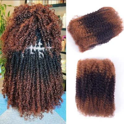 Afro Kinky-Curly Human Hair Bulk for Twist, Dreadlocks Making, Repairing and Extending Locs,100% Afro Kinkys Bulk Human Hair Ombre color, 50g/pack Can be Dyed (#30/1B/#30) (14inch)