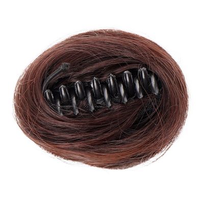 Bun, Mini Cat Ear Claw Clip for Messy Bun, Synthetic Hair Wig Accessory for Women(Brown red)