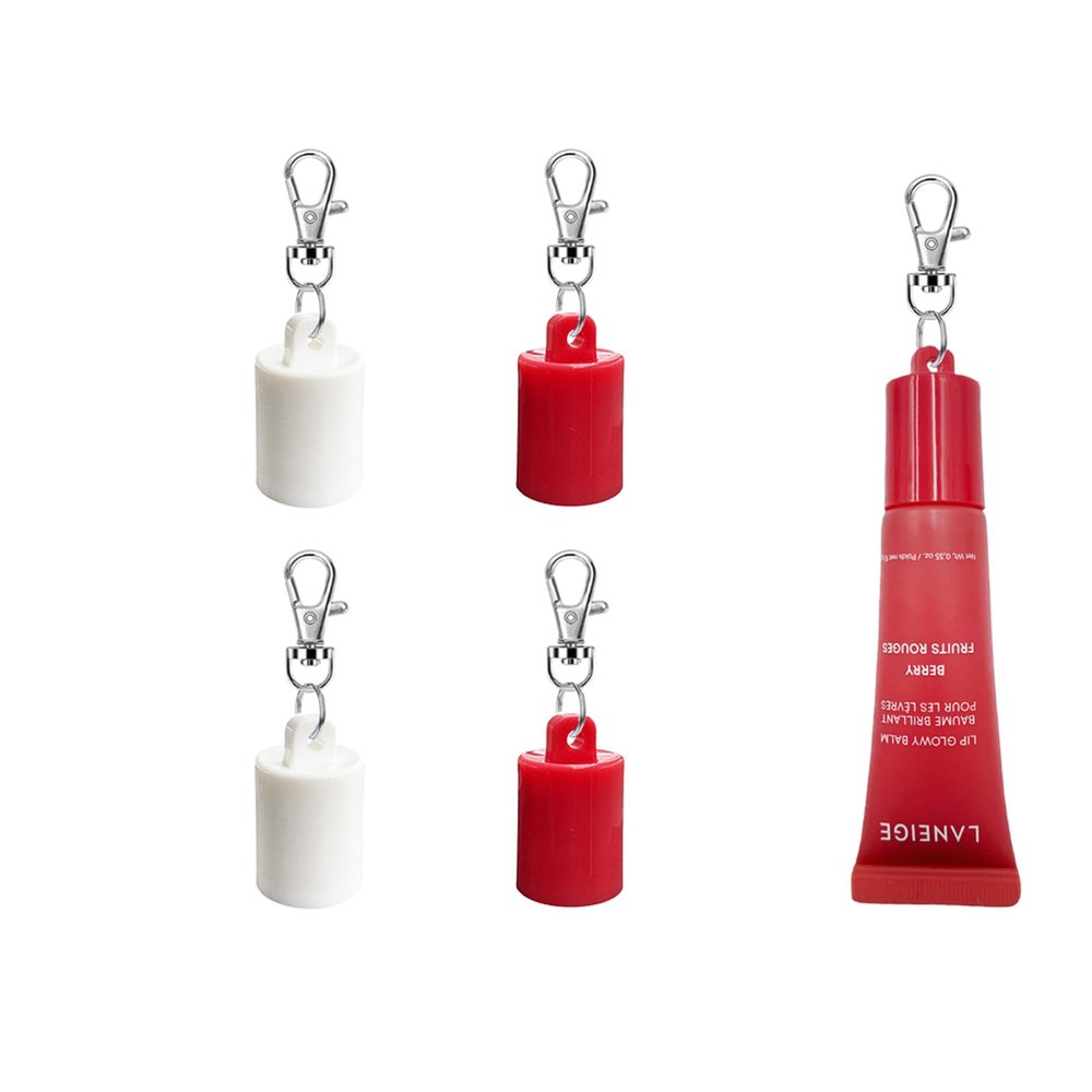 4 PCS Keychain Cap Compatible with LANEIGE 0.35oz Lip Balm, Portable Holder Keychain Cap For LANEIGE 0.35oz Lip Repair Tubes