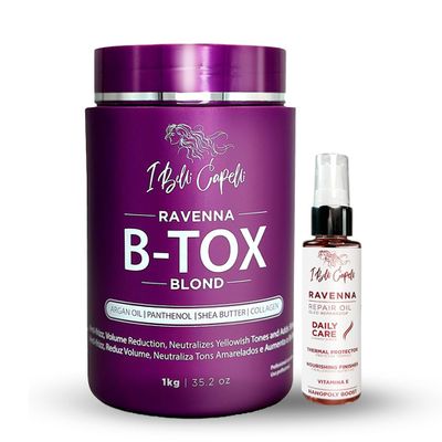 I Belli Capelli Ravenna Hair Straightening Kit  Blonde Hair B-tox & Repair Oil  Anti-Frizz, Intense Hydration, Shine  Formaldehyde-Free  B-otox Hair Treament For Blonde Hair (2-Pack)