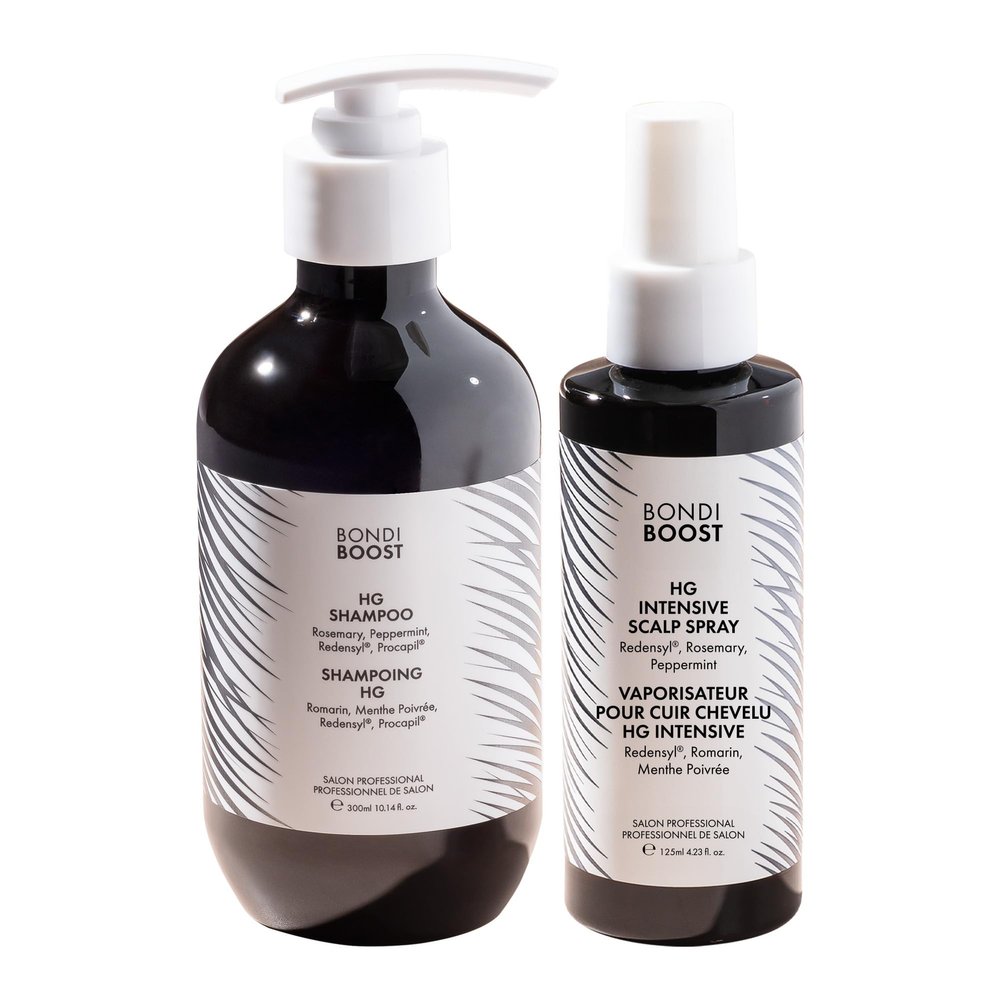 BONDIBOOST HG Shampoo & Intensive Spray Bundle for Men & Women Thinning Hair Solution for Volume, Hydration & Root Lift Vegan, Cruelty-Free, Sulfate-Free, Lightweight Australian Made (2-Piece)