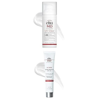 Bundle of EltaMD UV Clear Face Sunscreen SPF 46 1.7oz, Oil-Free, Zinc Oxide + UV Sheer Face & Body Sunscreen SPF 50+ 3oz, Oil-Free, No White Cast Dermatologist Recommended for Sensitive Skin