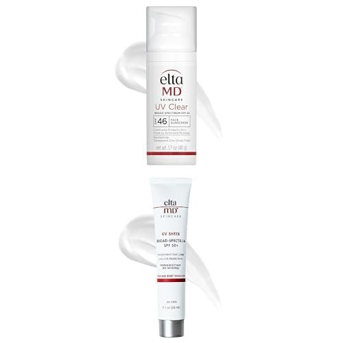 Bundle of EltaMD UV Clear Face Sunscreen SPF 46 1.7oz, Oil-Free, Zinc Oxide + UV Sheer Face & Body Sunscreen SPF 50+ 3oz, Oil-Free, No White Cast Dermatologist Recommended for Sensitive Skin
