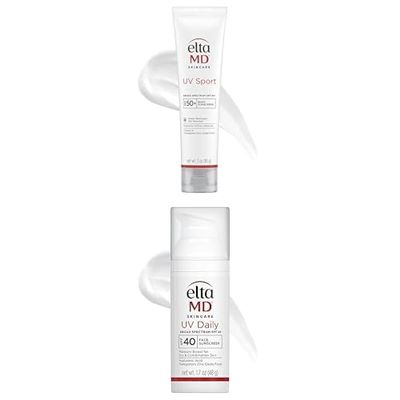 Bundle of EltaMD UV Sport SPF 50 Sunscreen 3oz, Face/Body, Water & Sweat Resistant) + EltaMD UV Daily SPF 40 Face Moisturizer 1.7oz, Zinc Oxide, Ideal for Active Lifestyles and Dry Skin