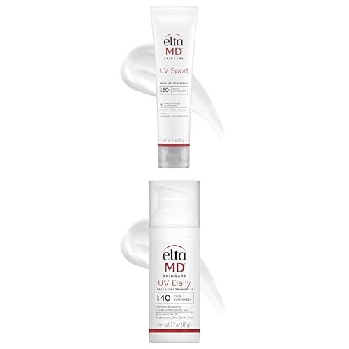 Bundle of EltaMD UV Sport SPF 50 Sunscreen 3oz, Face/Body, Water & Sweat Resistant) + EltaMD UV Daily SPF 40 Face Moisturizer 1.7oz, Zinc Oxide, Ideal for Active Lifestyles and Dry Skin