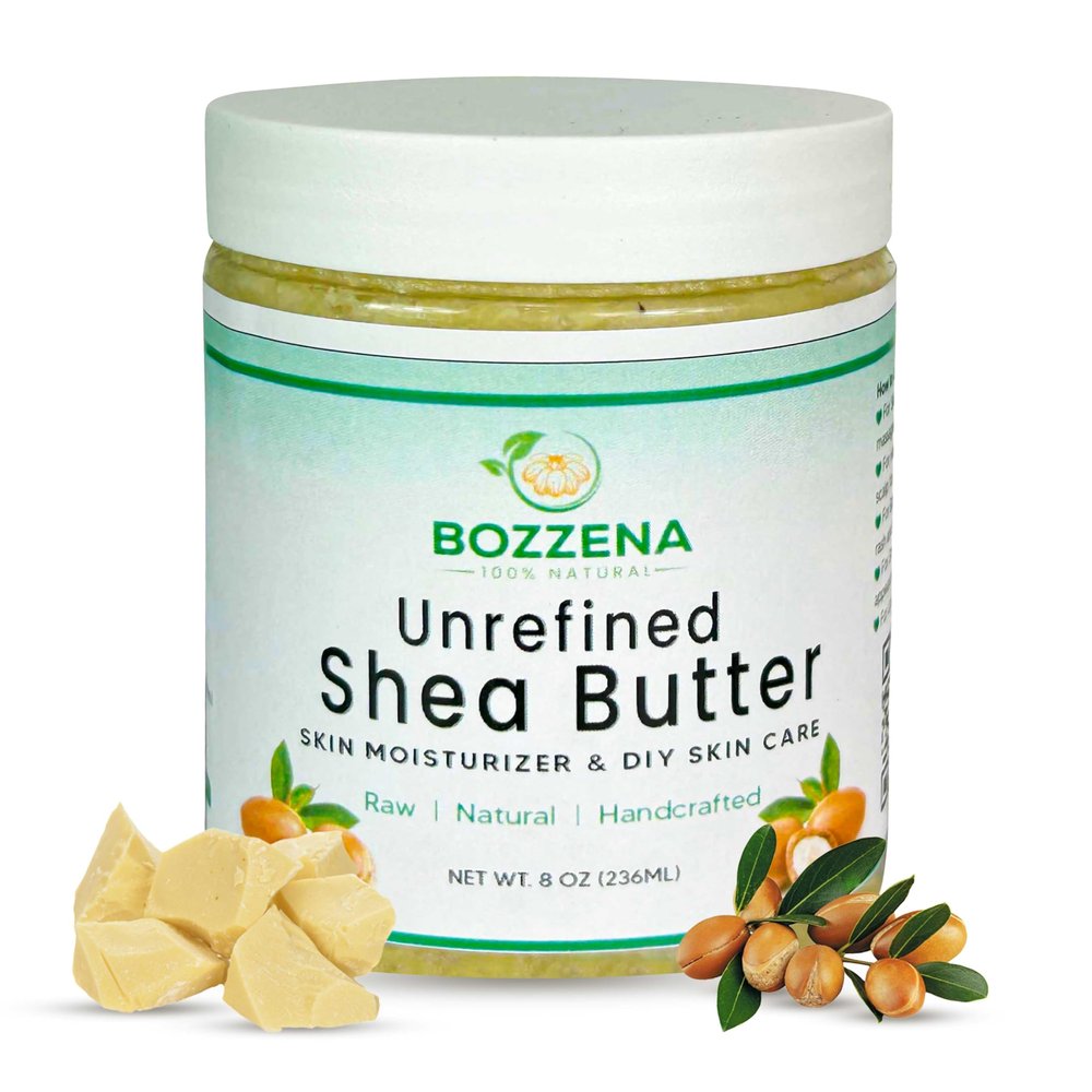 Bozzena Raw Shea Butter - 100% Pure African Shea Butter| Unrefined Moisturizer for Extremely Dry Skin, DIY Lip Balm, Body Butter, Lotion, and Soap (32 Oz)