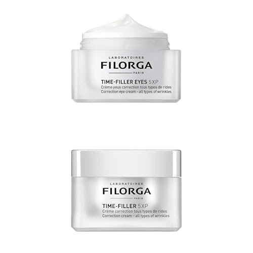 Bundle of Filorga Time-Filler Eyes 5-XP Cream 0.5oz, Reduces Wrinkles, Dark Circles, Lifts Lids, Enhances Lashes) + Time-Filler 5-XP Cream 1.69oz, Anti-Aging, Repairs Face, Eye, Neck Wrinkles