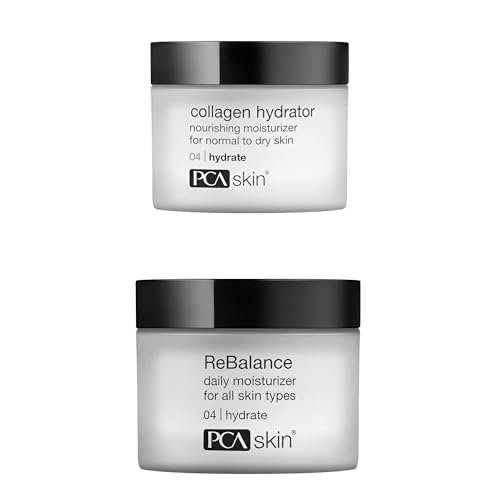 Bundle of PCA SKIN Hydrating Collagen Cream 1.7oz, Shea Butter, Olive & Almond Oils) for Dry/Mature Skin + PCA SKIN ReBalance Daily Face Moisturizer 1.7oz, Creamy Formula for Sensitive, Dry Skin