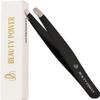 Beauty Power Professional Precision Slant Tweezers for Women Facial Hair - Tweezers for Men & Women, Eyebrow Tweezer for Ingrown Hair Blackhead & Splinter Removal - Black view 1