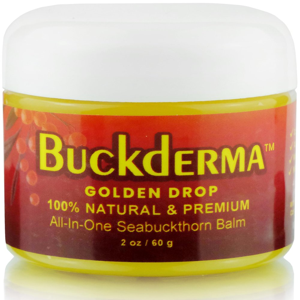 Beesaluxe Buckderma - 100% Natural All-In-One Seabuckthorn Balm - Facial Moisturizer, Oil Cleanser, Overnight Mask, Makeup Remover, Lip Balm, Hand Cream, Foot Butter and More