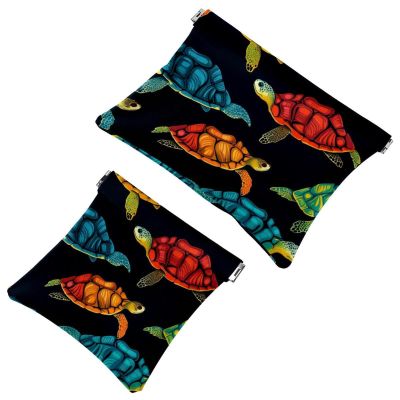 2Pcs Shrapnel Pouch for Purse, Cute Turtle-493 Waterproof Makeup Bag, Portable Pouch for Women Gifts