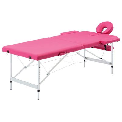 CHARMMA Foldable Massage Table 2 Zones Aluminum Pink,Massage Tables-110194