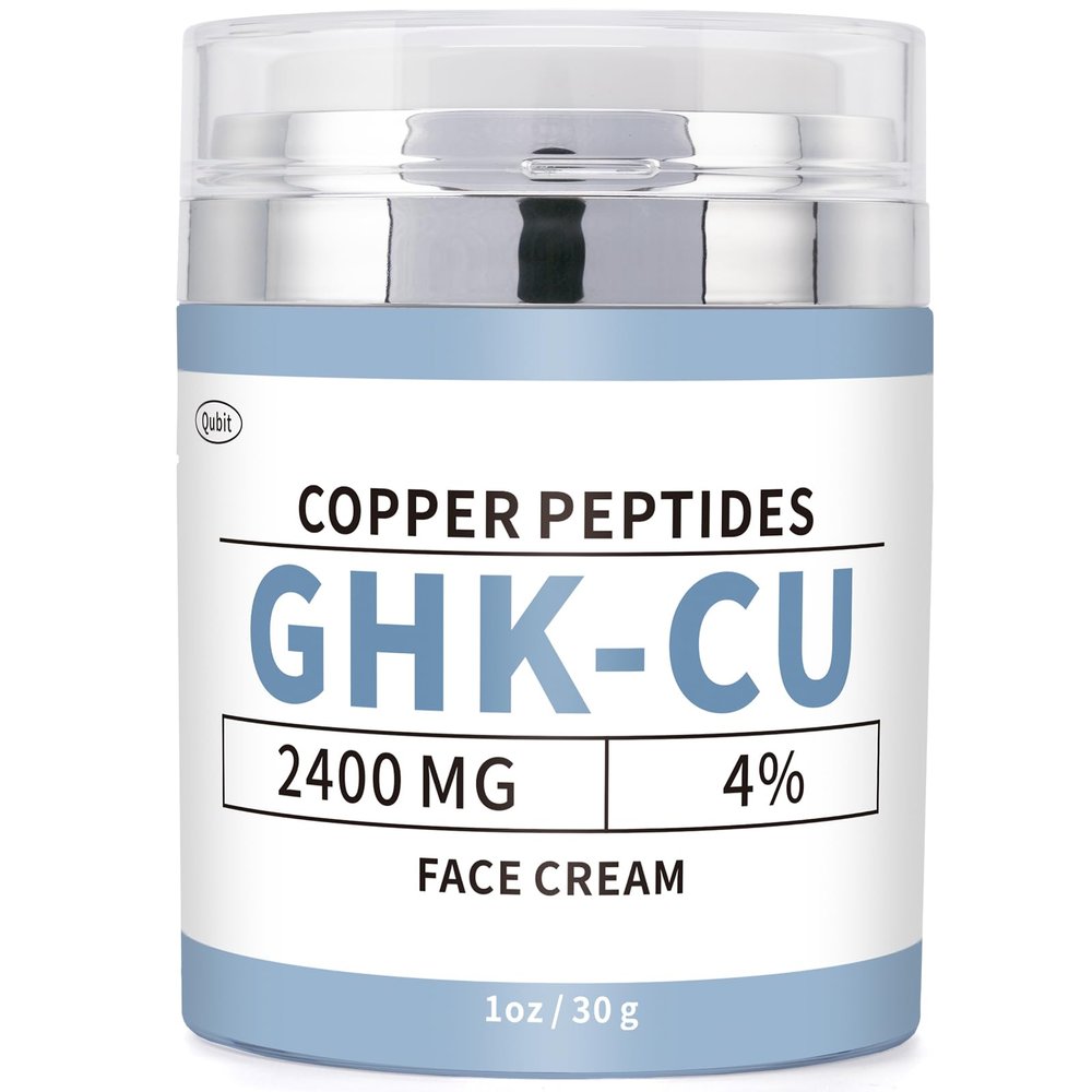 QUBIT GHK-Cu Copper Peptide Face Cream 4% Peptides Moisturizer for Fine Lines, Wrinkles, Firming, Deep Hydration & Collagen 2400mg GHK-Cu for All Skin Types, 30g