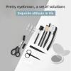 13-in-1 Eyebrow Trimming Kit with Double Magnification Vanity Mirror, Eyebrow Grooming Kit for Women/Men, Includes Scissors with Comb, Straight and Folding Razors, Brushes, Tweezers, Replacement Head view 2