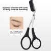 13-in-1 Eyebrow Trimming Kit with Double Magnification Vanity Mirror, Eyebrow Grooming Kit for Women/Men, Includes Scissors with Comb, Straight and Folding Razors, Brushes, Tweezers, Replacement Head view 4