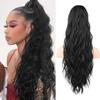 100% Real Human Hair Ponytail Wrap Around Hair Extensions Water Wave, Magic Paste Natural Wavy Deep Curly Ponytail for Black Women (Curly, 22 inch) view 1