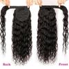 100% Real Human Hair Ponytail Wrap Around Hair Extensions Water Wave, Magic Paste Natural Wavy Deep Curly Ponytail for Black Women (Curly, 22 inch) view 3