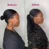 100% Real Human Hair Ponytail Wrap Around Hair Extensions Water Wave, Magic Paste Natural Wavy Deep Curly Ponytail for Black Women (Curly, 22 inch) view 4