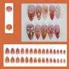 30pcs French Tip Press On Nails Pink Medium Almond Shape Fake Nails with Rhinestone Design Reusable Full Coverage Acrylic Nails Flower Shell Glue on Nails for Women Nail Art Supplies view 2