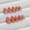 30pcs French Tip Press On Nails Pink Medium Almond Shape Fake Nails with Rhinestone Design Reusable Full Coverage Acrylic Nails Flower Shell Glue on Nails for Women Nail Art Supplies view 3