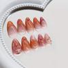 30pcs French Tip Press On Nails Pink Medium Almond Shape Fake Nails with Rhinestone Design Reusable Full Coverage Acrylic Nails Flower Shell Glue on Nails for Women Nail Art Supplies view 4