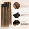 Charites Clip in Hair Extensions Real Human Hair Short Extensions for Women Adding Volume 2 Pcs Invisible Clip on Hairpieces with Thinning 8 Inch Medium Brown & Dark Blonde view 3