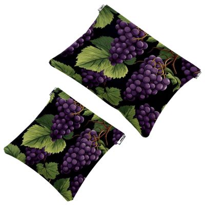 2Pcs Shrapnel Pouch for Purse, Grapes and Green Leaves-2023 Waterproof Makeup Bag, Portable Pouch for Women Gifts