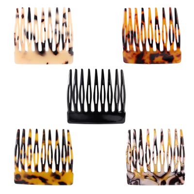 5pcs French Hair Side Comb, Leopard Small French Side Comb Decorative Twist Bun Hold Clips Hair Styling Accessories for Girls Women (5 Styles)