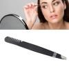 Sonew Eyebrow with Comb, Multi Purpose Eyebrow Tweezers, Professional Stainless Steel Slant Tip Tweezer for Eyebrows or Hair (Black) view 2