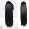 100% Human Hair Ponytail Extensions Straight Drawstring Ponytails Natural Human Hair Piece Clip in Ponytail Hairpieces for Women, Darkest Brown (Straight Hair, 24 inch) view 2