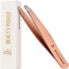 Beauty Power Slant Tip Precision Tweezers - Stainless Steel Eyebrow Tweezers for Women & Men - Precision Tweezers for Facial Hair, Ingrown Hair & Brow Shaping - Professional Beauty Tool (Rose Gold) view 1