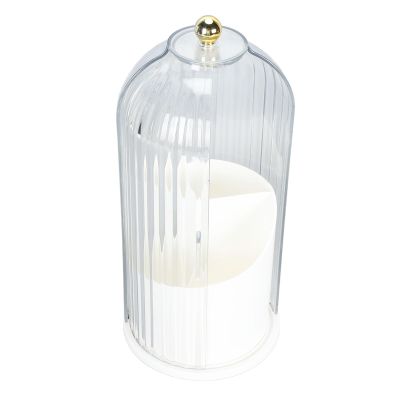 AMAKO Makeup Brush Holder with Lid: 360 Rotating Makeup Organizer for Vanity, Desktop & Bathroom Countertop, Clear and Dust Proof (White Base with Clear Lid)