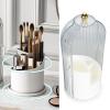 AMAKO Makeup Brush Holder with Lid: 360 Rotating Makeup Organizer for Vanity, Desktop & Bathroom Countertop, Clear and Dust Proof (White Base with Clear Lid) view 2