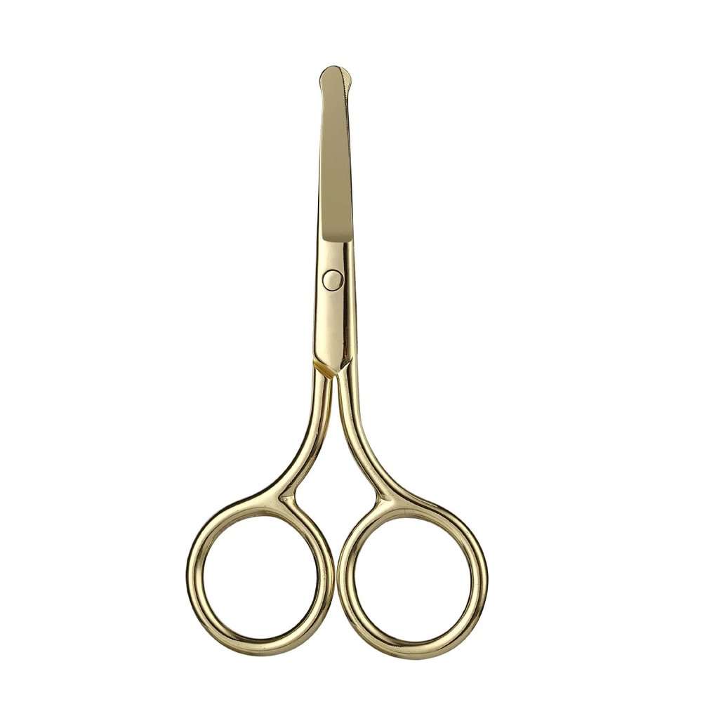 1pc Makeup Scissors 9CM Compact Stainless Steel Small Professional Eyebrow Nose Hair Cut Manicure Nail Tools(Gold for Nose Hair)