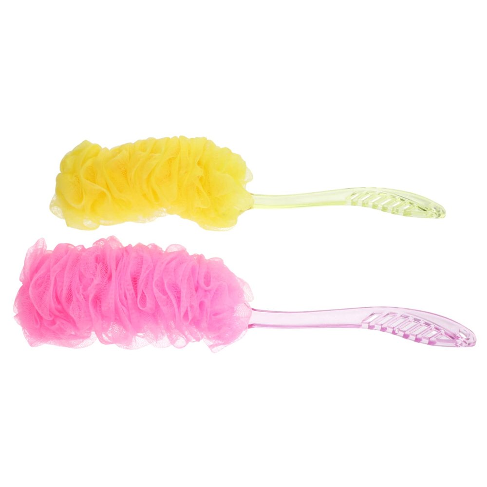 ARTSEWPLY 2pcs Handle Bath Scrubber Brush for Exfoliating Body Cleaning Soft Mesh Shower Tool for Skin Care Random Color