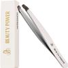 Beauty Power Slant Tip Precision Tweezers - Stainless Steel Eyebrow Tweezers for Women & Men - Precision Tweezers for Facial Hair, Ingrown Hair & Brow Shaping - Professional Beauty Tool (White) view 1