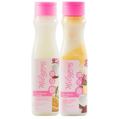 Generic Emergencia Capilar Kit of 2 Colombian Hair Care Products Shampoo and Treatment for Natural Growth, Strengthening, and Repair, 100% Natural, Pink